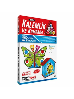 Kumtoys Ahşap Kalemlik ve Kumbara Km5304