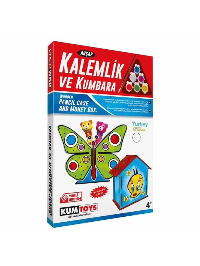 Kumtoys Ahşap Kalemlik ve Kumbara Km5304