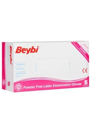 Beybi Nitril Pudrasız Muayene Eldiveni Small Mavi 100"lü