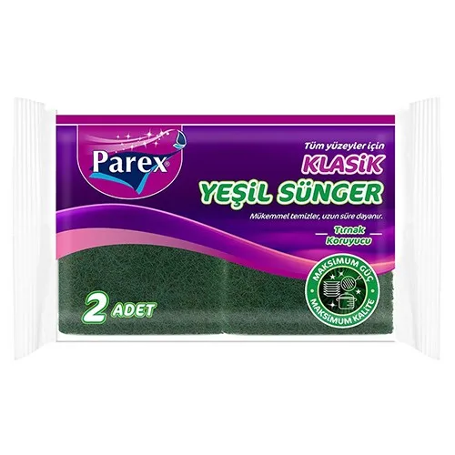 Parex Klasik Yeşil Oluklu Sünger 2"li 2107207