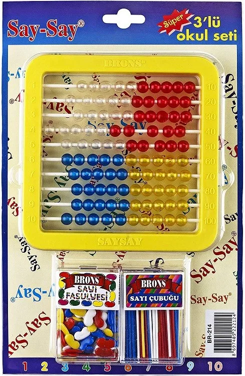 Brons Say-say 3"lü Set (abaküs+sayı Çubuğu+sayı Fasulyesi) Br-214