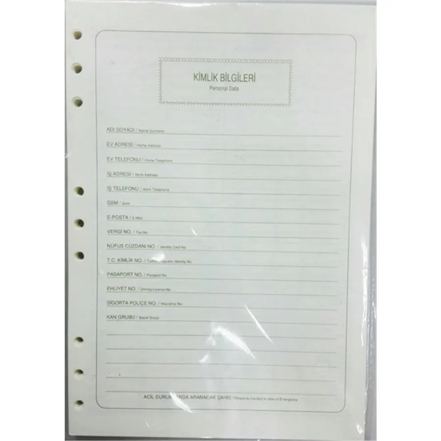 Bayındır Heeton 178x256 Mm B5 Organizer Yedek A16-809 Bsc0160