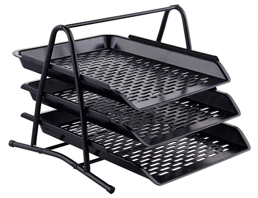 Ark Raylı Plastik Evrak Rafı 3"lü Metal Ayaklı 1800