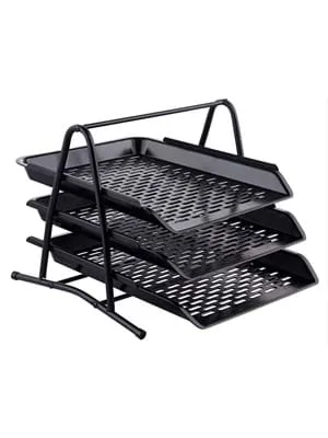 Ark Raylı Plastik Evrak Rafı 3"lü Metal Ayaklı 1800