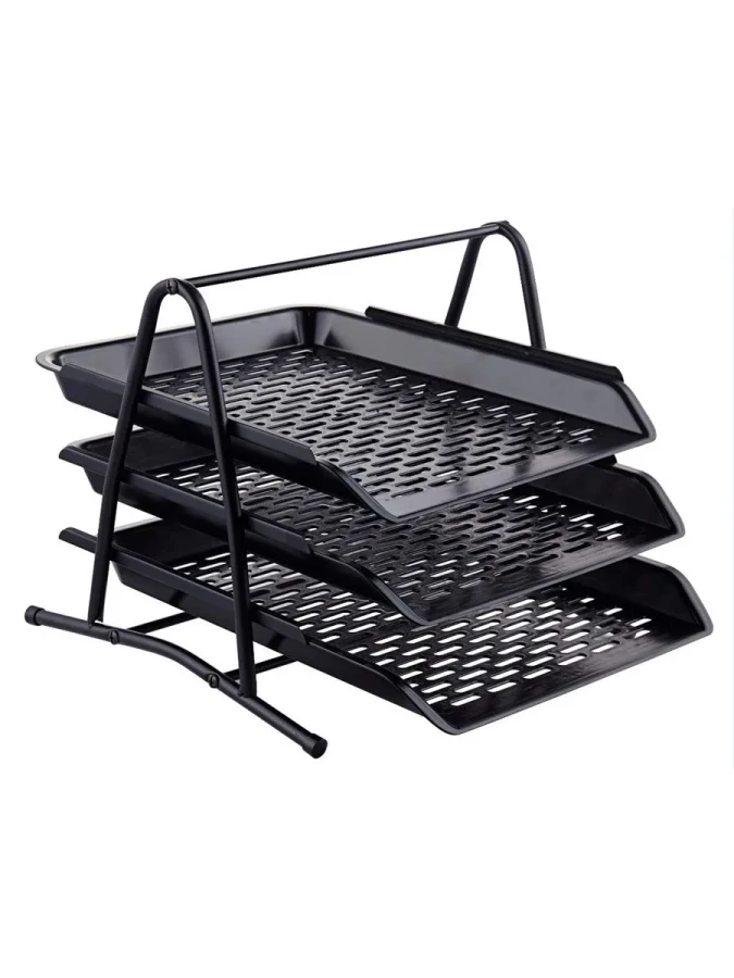 Ark Raylı Plastik Evrak Rafı 3"lü Metal Ayaklı 1800