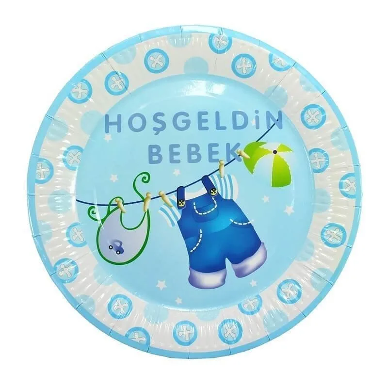 Nedi 23 Cm Karton Tabak 10 Lu Hoşgeldin Bebek Mavi Tkt7101