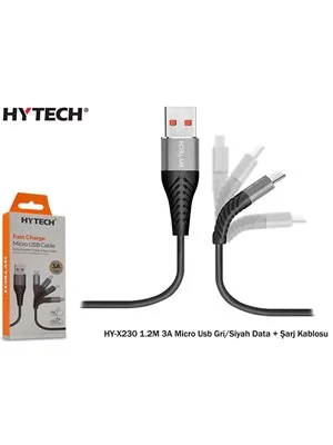 Hytech Hy-x230 1.2m 3a Micro Usb Kablo Gri\siyah