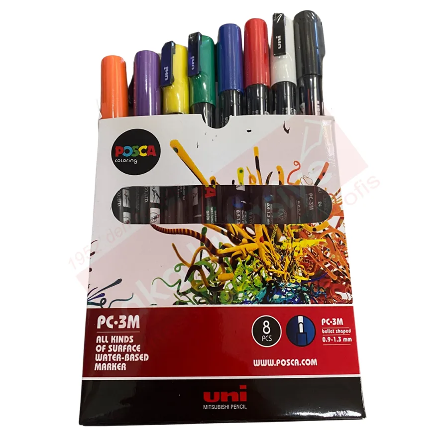 Uni Posca 0.9-1.3 Su Bazlı Markör Kalem Ana Renkler 8"li Pc-3m 8p