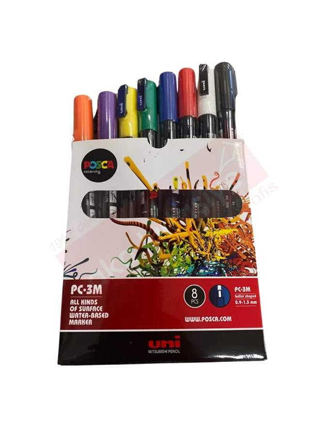 Uni Posca 0.9-1.3 Su Bazlı Markör Kalem Ana Renkler 8"li Pc-3m 8p