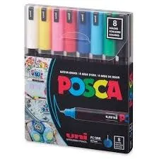 Uni Posca 0.9-1.3 Su Bazlı Markör Kalem Ana Renkler 8"li Pc-3m 8p