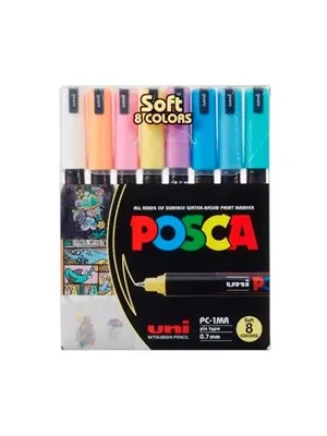 Uni Posca 0.9-1.3 Su Bazlı Markör Kalem Ana Renkler 8"li Pc-3m 8p
