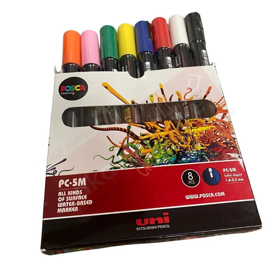 Uni Posca 1.8-2.5 Su Bazlı Markör Kalem Ana Renkler 8"li Pc-5m 8c