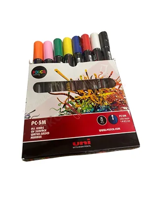 Uni Posca 1.8-2.5 Su Bazlı Markör Kalem Ana Renkler 8"li Pc-5m 8c