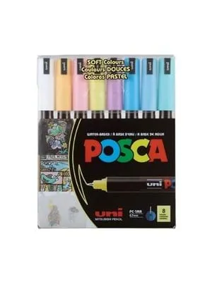 Uni Posca 1.8-2.5 Su Bazlı Markör Kalem Ana Renkler 8"li Pc-5m 8c