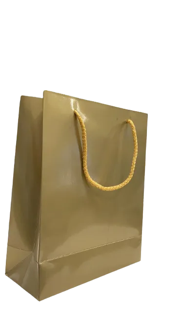 Nedi 21x26x9 Cm İp Saplı Selofanlı Karton Çanta Altın 11947