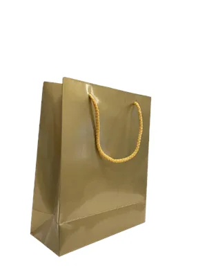 Nedi 21x26x9 Cm İp Saplı Selofanlı Karton Çanta Altın 11947