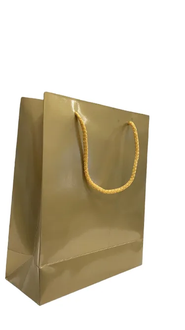 Nedi 21x26x9 Cm İp Saplı Selofanlı Karton Çanta Altın 11947