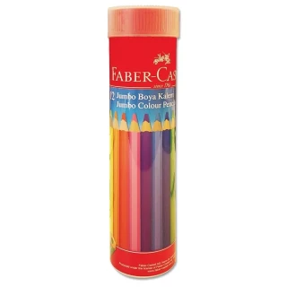 Faber Castell Jumbo Üçgen Kuruboya Kalemi 12"li Metal Tüp 5173116615