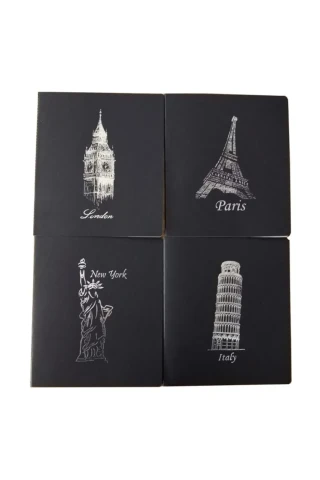 Lizy 20x22 40\1 Ivory Siyah Karton Kapak Defter Syh22