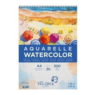 Van Dyck A4 300 Gr 20sy Aquarelle Spiralli Resim Bloğu Vd10011