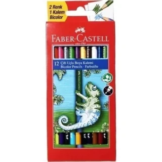 Faber Castell Bicolor Çift Uçlu Kuruboya Kalemi 12"li 24 Renk 5171000003