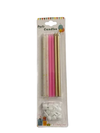 Nedi 13 Cm Simli Çubuk Mum 6"lı Beyaz-pembe-altın Jg2007c-14