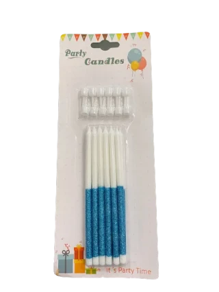 Nedi 13 Cm Simli Çubuk Mum Mavi Beyaz 12"li Jg2007c-11