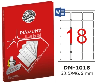 Diamond Label 63.5xx46.6 Mm A4 Laser Etiket 100"lü Dm-1018