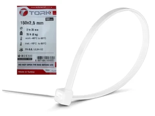 Tork Trk-150x2.5mm 100lü Beyaz Kablo Bağı