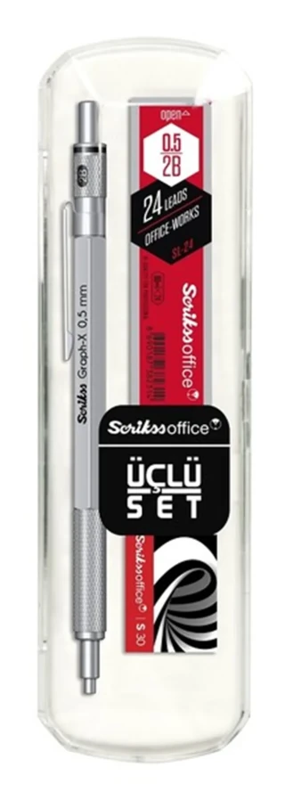 Scrikss Graph-x Metal Versatil Kalem+silgi+min 0.5 Saten Gri