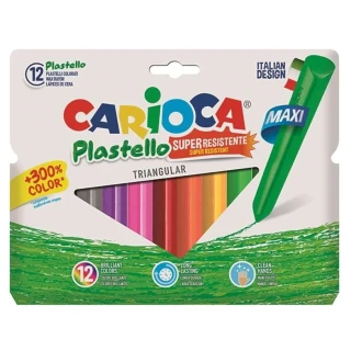 Carioca Plastello Jumbo Üçgen Yıkanabilir Pastel Boya 12"li 42671
