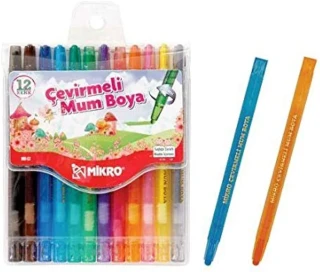 Mikro Çevirmeli Mum Boya 12 Renk Mb-12
