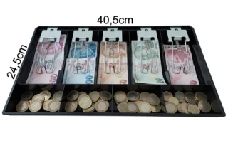 Universal 5 Banknot 4 Madeni Bölmeli Plastik Para Çekmecesi İçi