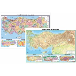 Odak 50x70 Türkiye Siyasi-fiziki Çift Taraflı Harita
