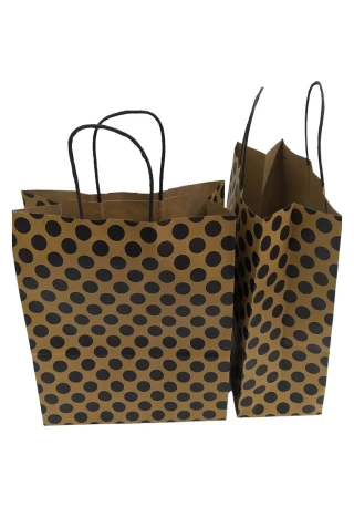 Nedi 26x33 Cm Büküm Saplı Kraft Çanta Siyah Puanlı 12556