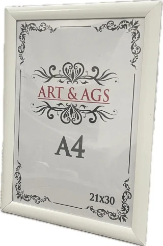 Art&ags A4 22 Mm Ahşap Görünümlü Çerçeve Beyaz