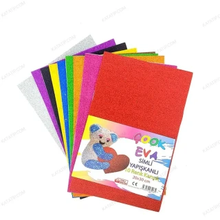Çook 20x30 Yapışkanlı Simli Eva 10 Renk Karışık