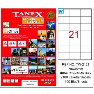 Tanex 70x38 Laser Etiket 100 Lü Tw-2121