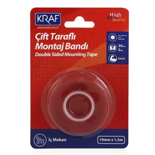 Kraf 19 Mmx1.5 Mt Çift Taraflı Köpük Bant İç Mekan 2530g