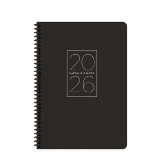 Keskin Color 20x28 Spiralli Haftalık Ajanda Siyah 600170-99 (2026)