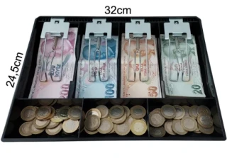 Universal 4 Banknot 3 Madeni Bölmeli Plastik Para Çekmecesi İçi
