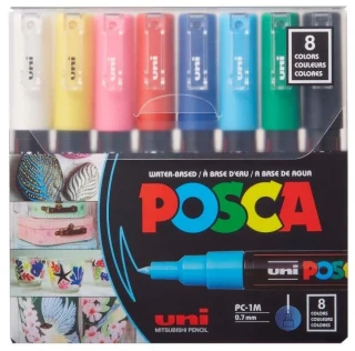 Uni Posca 0.7 Su Bazlı Markör Kalem Ana Renkler 8"li Pc-1m 8c