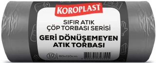 Koroplast 80x110cm 27mic 440gr Sıfır Atık Geri Dönüşemeyen Atık Torbası 10"lu Gri 01500536