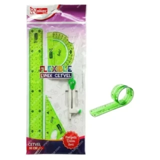 Mikro Flexible 30 Cm Esnek Cetvel Pergelli Çizim Seti 4"lü Flp-04