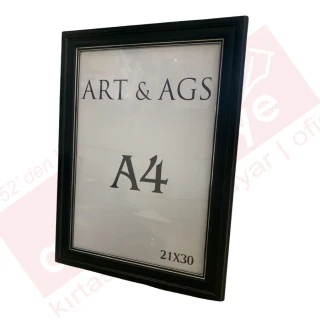 Art&ags A4 35 Mm Ahşap Görünümlü Çerçeve Gümüş Yaldızlı Siyah