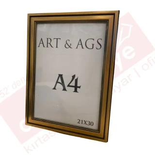 Art&ags A4 35 Mm Ahşap Görünümlü Çerçeve Yaldızlı Altın