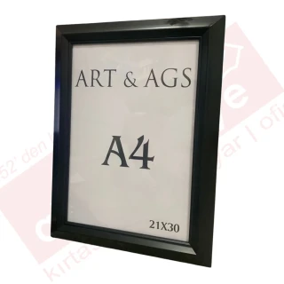 Art&ags A4 35 Mm Ahşap Görünümlü Piramit Çerçeve Siyah