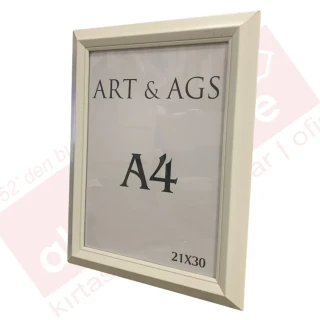 Art&ags A4 35 Mm Ahşap Görünümlü Piramit Çerçeve Beyaz