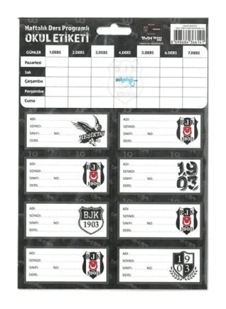 Timon Beşiktaş Ders Programlı Okul Etiketi 3 Lü 463644