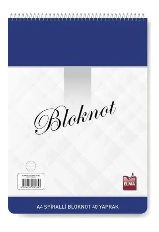 Elma A4 Karton Kapak Spiralli Bloknot Kareli 40 Yp